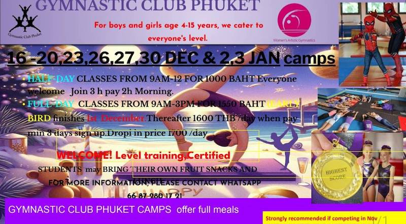 Gymnastic Club Phuket - Xmas and New Years Camp